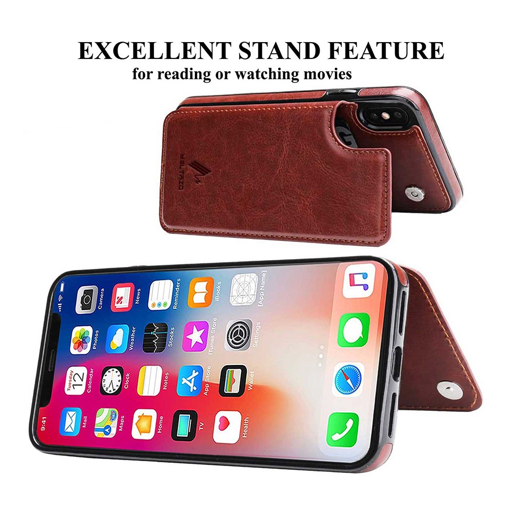 MELTAZO iPhone XS Max Case, iPhone XS Max Hoes, Hoesje iPhone XS Max, Case iPhone XS Max, iPhone XS Max Hoesje met Kaartenhouder, Premium PU-Leer, iPhone XS Max Portemonnee Hoesje (Bruin) 6 iPhone-Case-Pic-5