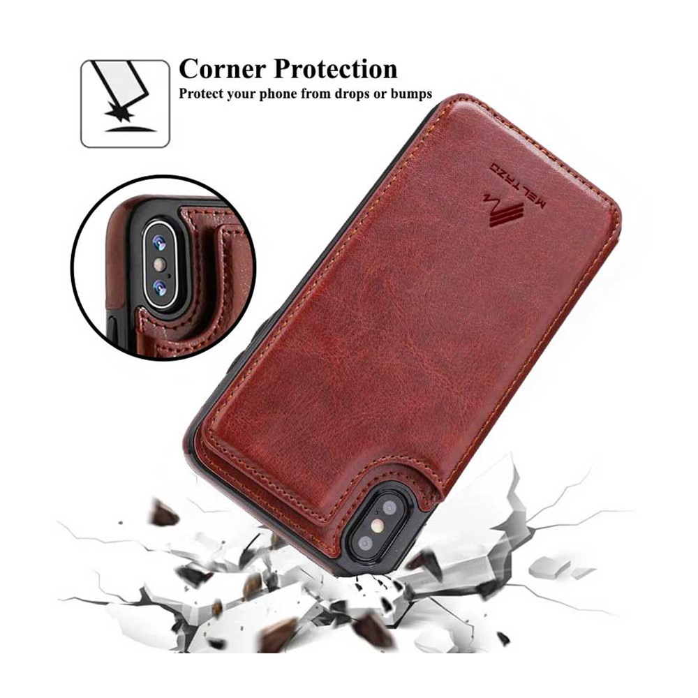 MELTAZO iPhone XS Max Case, iPhone XS Max Hoes, Hoesje iPhone XS Max, Case iPhone XS Max, iPhone XS Max Hoesje met Kaartenhouder, Premium PU-Leer, iPhone XS Max Portemonnee Hoesje (Bruin) 7 iPhone-Case-Pic-6