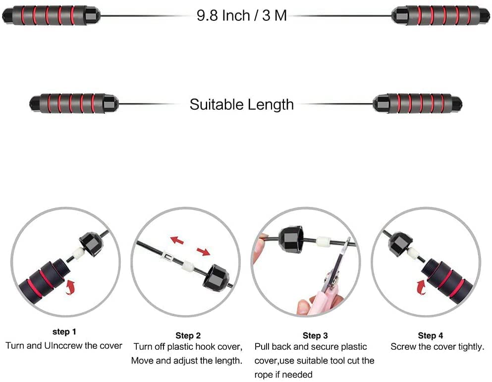 MELTAZO Springtouw, Skipping Rope Fitness, Fitness Springtouw, Springtouw Sport, Springtouw Fitness, Springtouw Volwassenen, Verstelbare Springtouw, Jumping Rope, Sport Touwtje Springen voor Gewichtsverlies - Crossfit (Zwart) 6 Jump-Rope-Pic-4