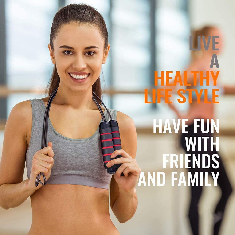 MELTAZO Springtouw, Skipping Rope Fitness, Fitness Springtouw, Springtouw Sport, Springtouw Fitness, Springtouw Volwassenen, Verstelbare Springtouw, Jumping Rope, Sport Touwtje Springen voor Gewichtsverlies - Crossfit (Zwart) 7 Jump-Rope-Pic-5