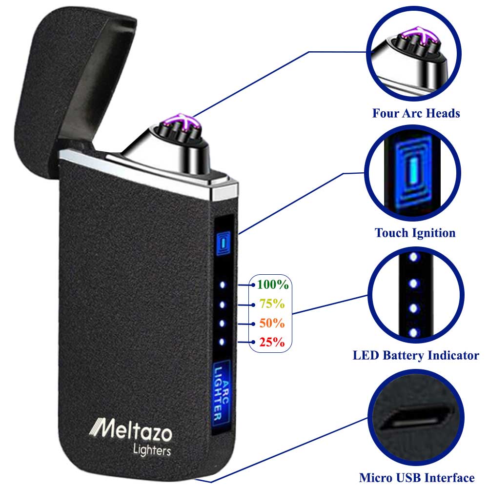 MELTAZO Elektrische Aansteker, Electric Lighter, USB Oplaadbare Plasma Aansteker, Elektronische Aansteker, Briquet Électrique USB, Touch Sensor, Winddicht, Elektronische Oplaadbare Aansteker voor Sigaretten Camping Kaarsen in Geschenkpakket 5 Electric-Lighter-Pic-3
