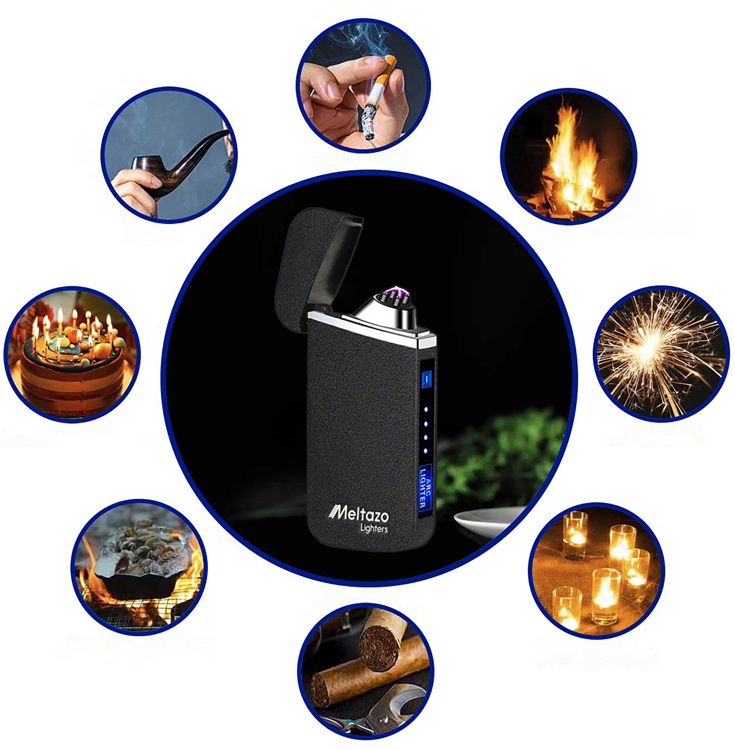 MELTAZO Elektrische Aansteker, Electric Lighter, USB Oplaadbare Plasma Aansteker, Elektronische Aansteker, Briquet Électrique USB, Touch Sensor, Winddicht, Elektronische Oplaadbare Aansteker voor Sigaretten Camping Kaarsen in Geschenkpakket 7 Electric-Lighter-Pic-5