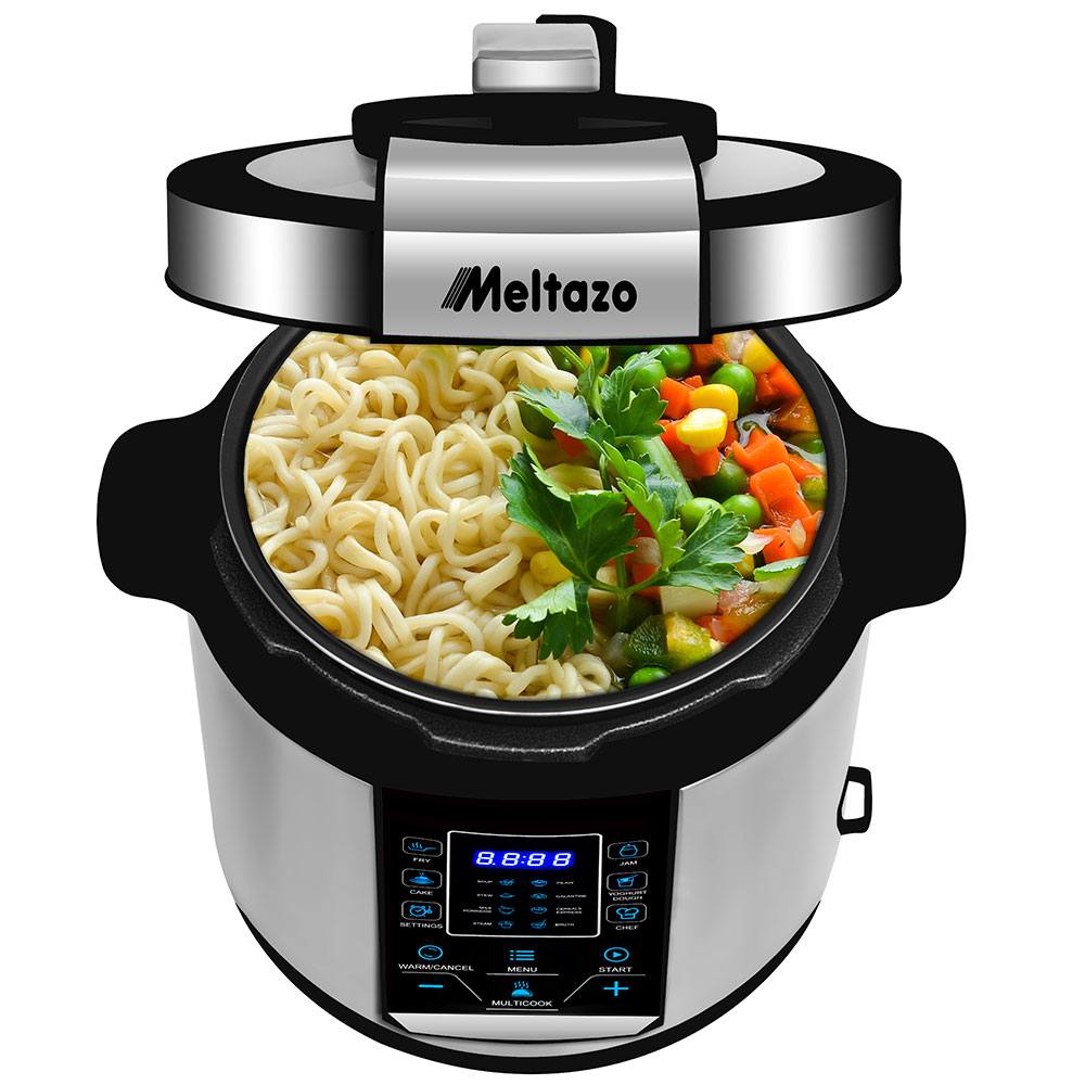 MELTAZO Multicooker, 6L, 14-in-1 Elektrische Snelkookpan met LED Touch Screen, Pressure Cooker Electrisch, Electric Pressure Cooker, Multicuiseur, Multi cooker, Rijstkoker, Yoghurtmaker, Slowcooker, Soepmaker, Stomer (RVS/Zwart) 6 Meltazo-Multicooker-Pic-5