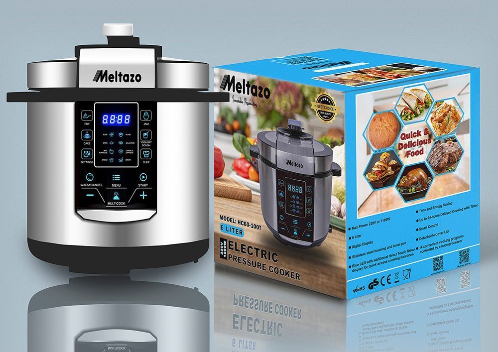 MELTAZO Multicooker, 6L, 14-in-1 Elektrische Snelkookpan met LED Touch Screen, Pressure Cooker Electrisch, Electric Pressure Cooker, Multicuiseur, Multi cooker, Rijstkoker, Yoghurtmaker, Slowcooker, Soepmaker, Stomer (RVS/Zwart) 9 Meltazo-Multicooker-Pic-8