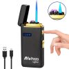 MELTAZO Elektrische Aansteker met Gas, Elektrische Aansteker, Aansteker Gas, Electric Dual Arc Lighter, Gasaansteker Navulbaar, Elektronische Aansteker, Aansteker Plasma, Aansteker Vuurwerk, USB Aansteker Plasma, 2-in-1 Aansteker voor Alles - Nieuw 2 Lighter-Pic-New-1