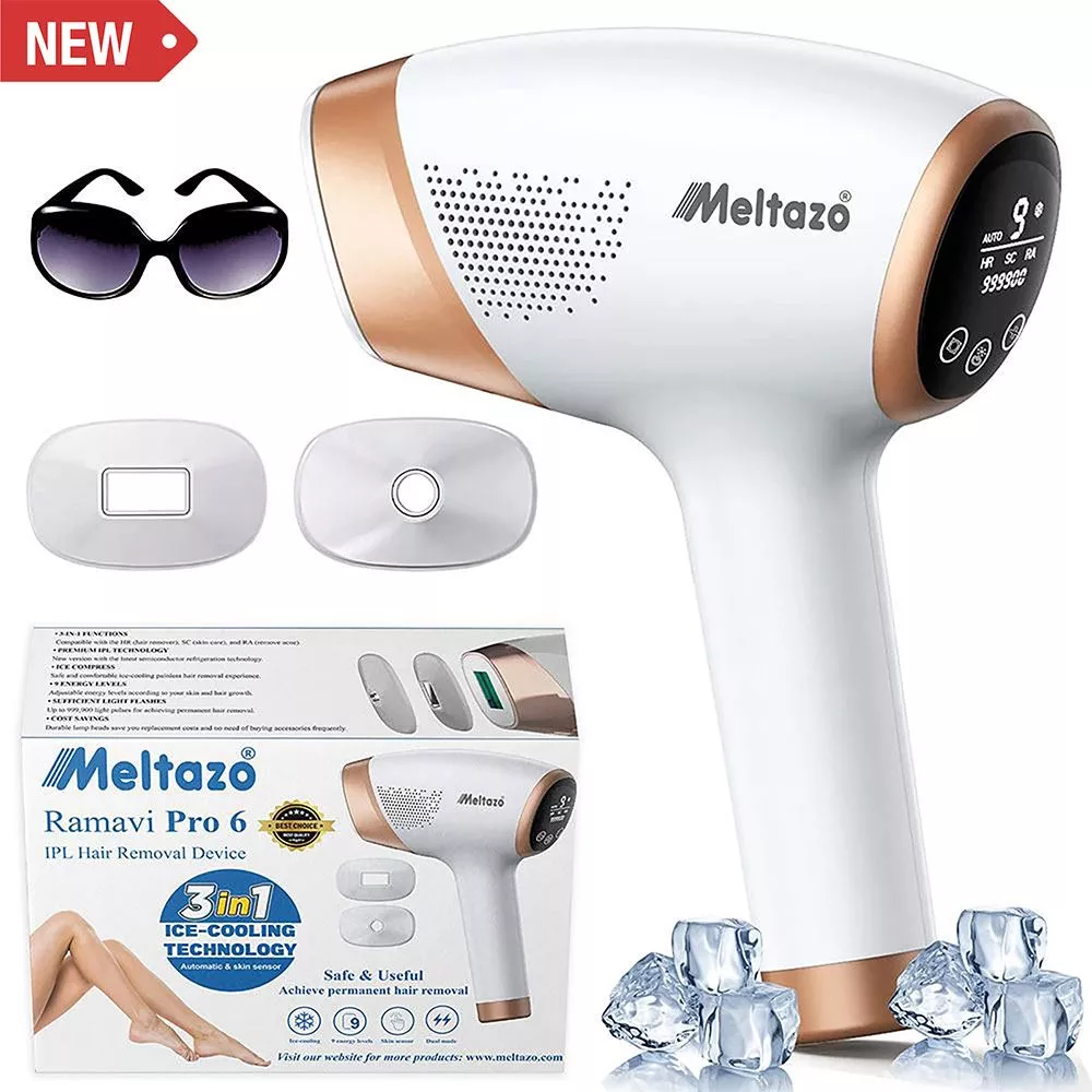 Home 21 MELTAZO Ramavi Pro 6 IPL Ontharingsapparaat, 3-in-1 IPL Lichtontharingsapparaat, Pijnloos IPL Laser Haar Verwijderaar, IPL Laserontharing, IPL Hair Removal Laser, IPL Haarlaser, 999.999 Flitsen, IPL Ontharing voor Lichaam en Gezicht