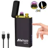MELTAZO Elektrische Aansteker, Elektrische Aansteker met Lucifer, Elektrische Aansteker met Licht, Electric Lighter with Match, Aansteker Navulbaar, Elektronische Aansteker, Aansteker Vuurwerk, USB Aansteker BBQ Plasma, 2-in-1 Aansteker voor Alles 1 Pic 1 Business Black Lighter MELTAZO