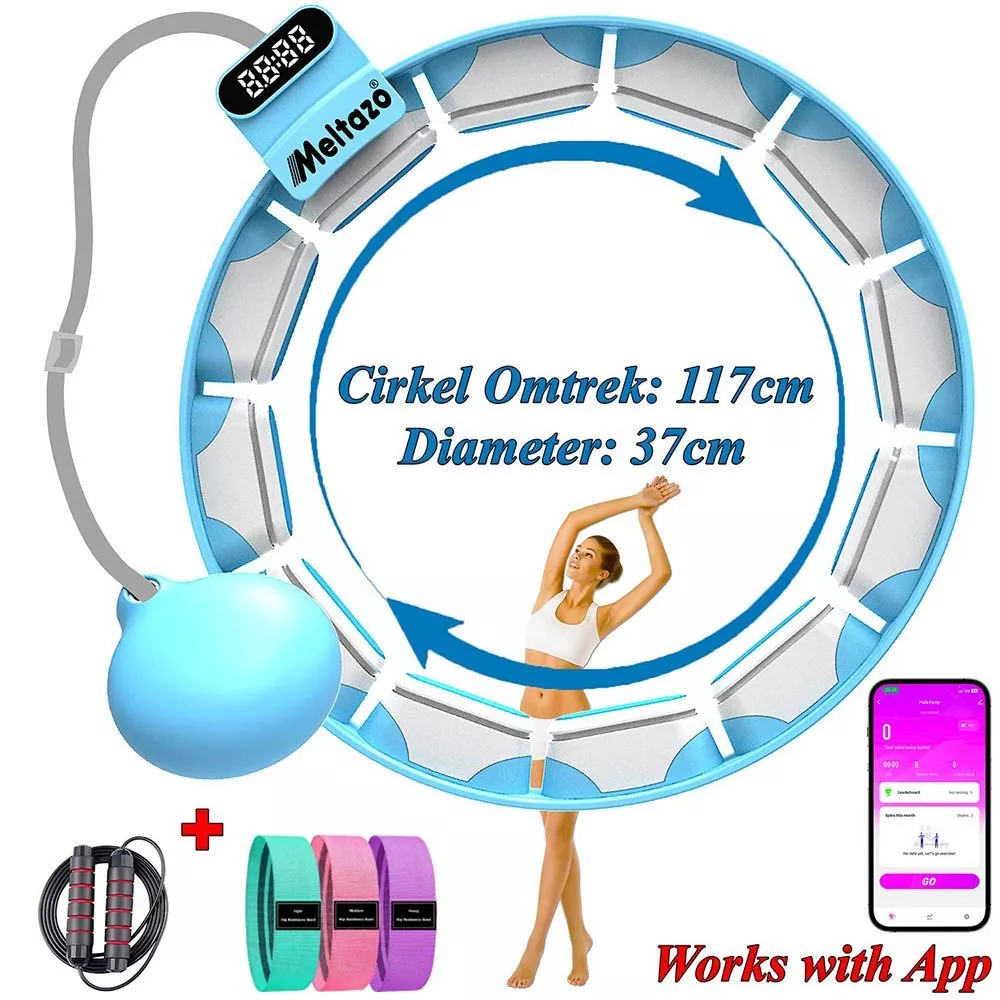 Home 29 MELTAZO Hoelahoep Fitness, Hoelahoep met App, Smart Hula Hoop Fitness with App, Slimme Hoelahoop met Mobiele APP, Hoela hoep, Cerceau Intelligent avec App, Fitness Hoelahoep Volwassenen, Verstelbare Hoelahoep, Weighted Hula Hoop voor Vetverbranding