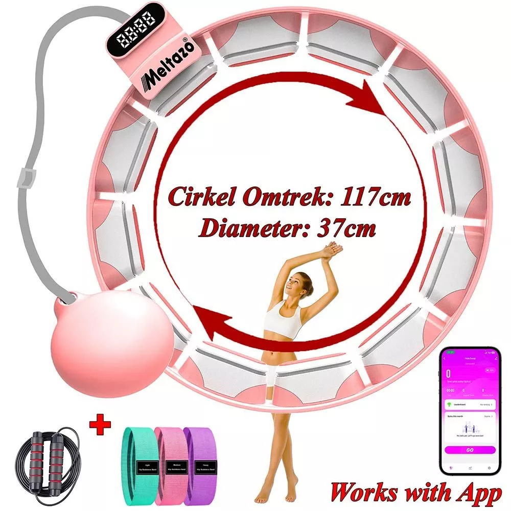 Home 31 MELTAZO Hoelahoep Fitness, Hoelahoep met App, Smart Hula Hoop Fitness with App, Slimme Hoelahoop met Mobiele APP, Hoela hoep, Cerceau Intelligent avec App, Fitness Hoelahoep Volwassenen, Verstelbare Hoelahoep, Weighted Hula Hoop voor Vetverbranding